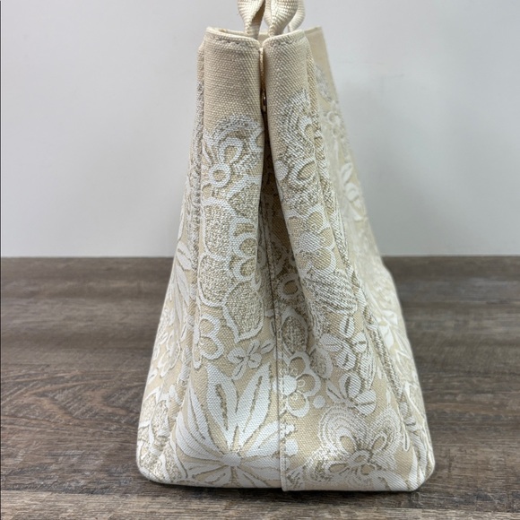 Oscar de la Renta Floral Printed Canvas Tote Bag – Ivory/White - Picture 3 of 15